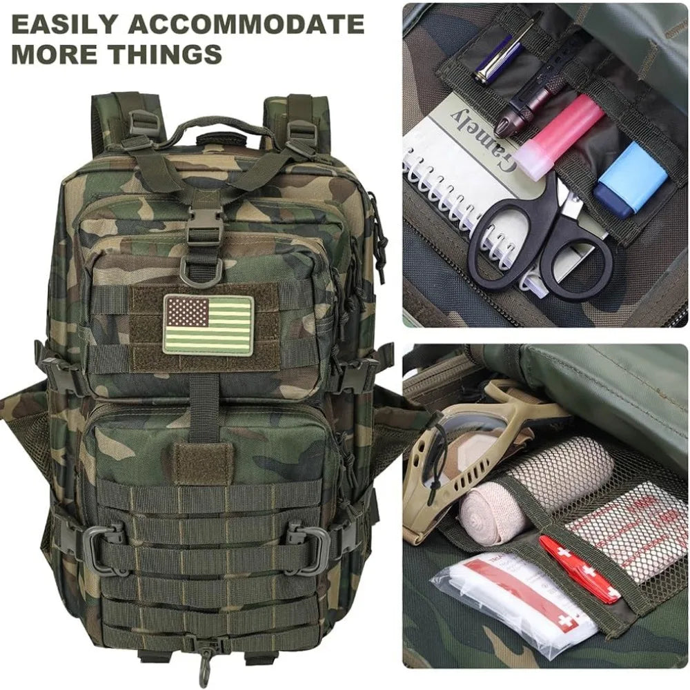 45L Tactical Backpack Bottle Holder, 3-Day Pack