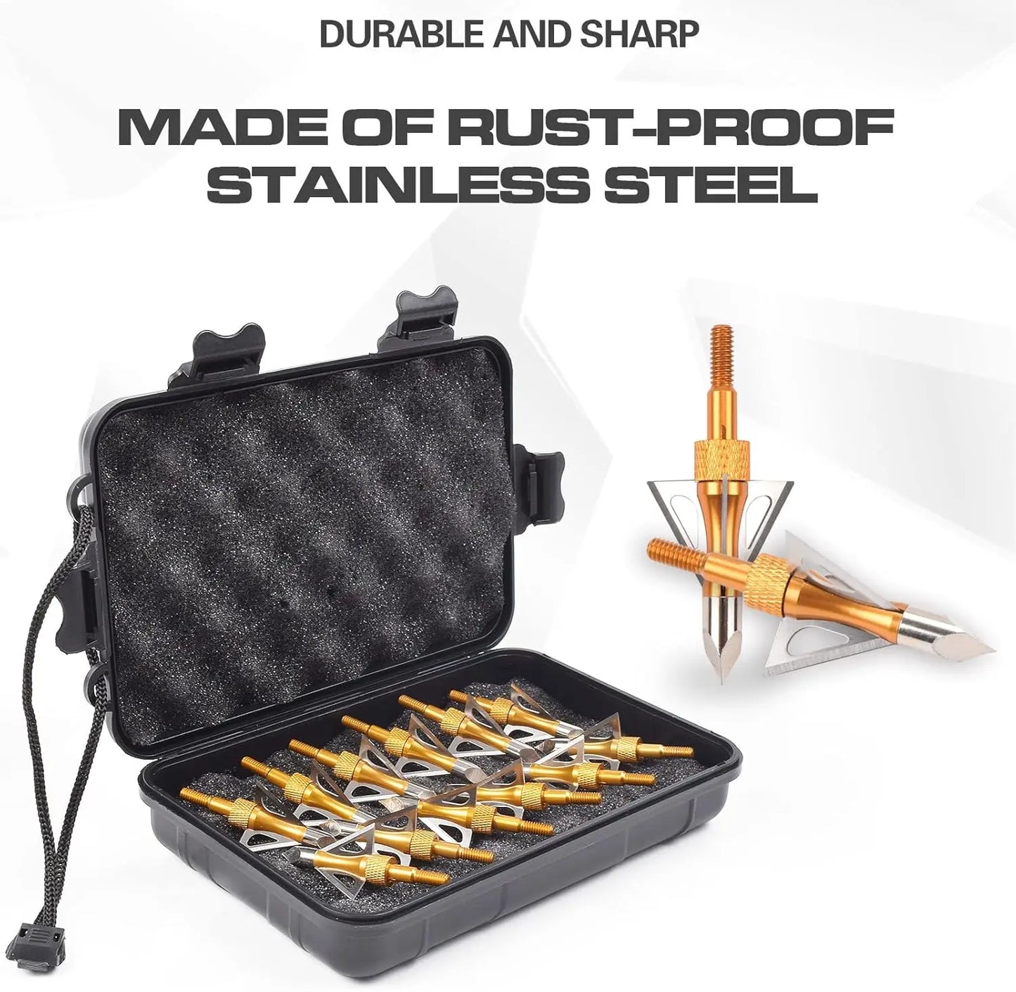 12PK 3 Blades Hunting Screw-in Broadheads 100 Grain Arrow Tips