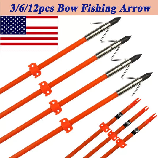 3/6/12Pcs Bowfishing Arrows Fiberglass Solid Arrows