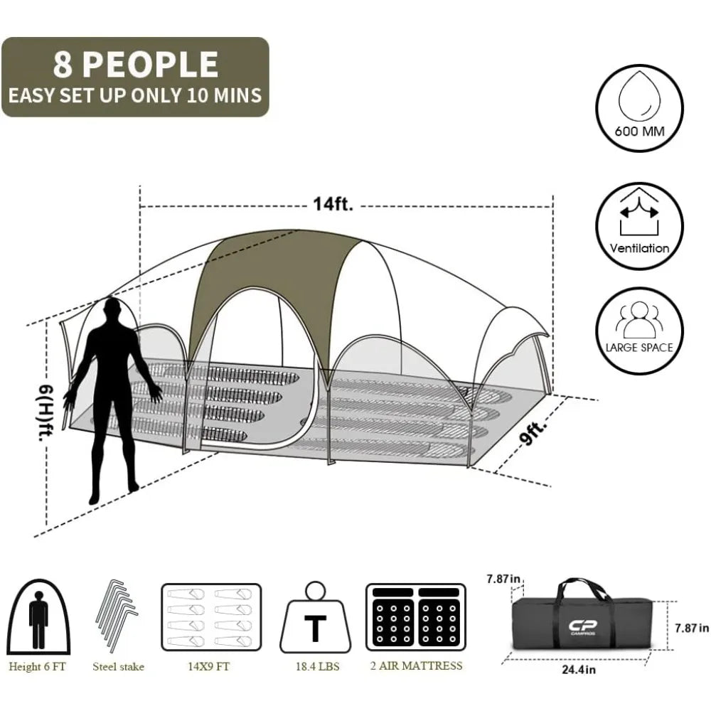 Tent 8 Person Camping Tents, Weather Resistant