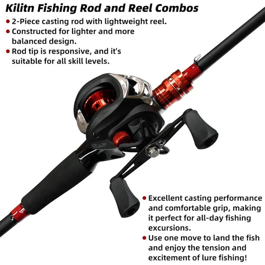 Kilitn Fishing Rod and Reel Combo Baitcasting Combo