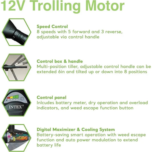 Transom Trolling Motor:Easy to Attach,Built-In Battery Meter
