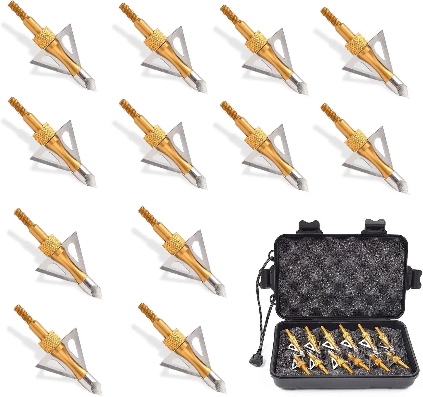 12PK 3 Blades Hunting Screw-in Broadheads 100 Grain Arrow Tips