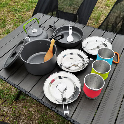 Camping Cookware Mess Kit Outdoors Camping Pot