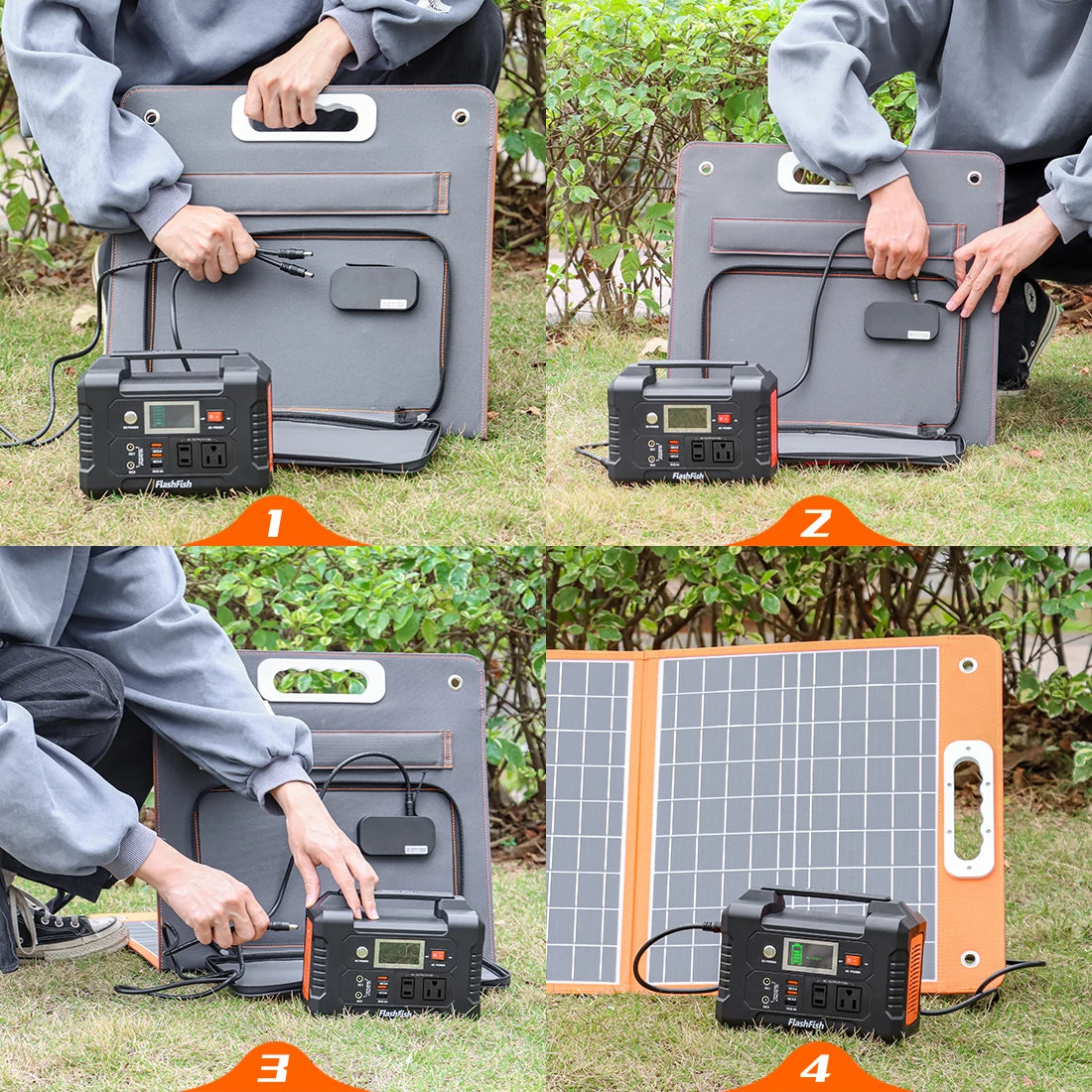 FF Flashfish 18V 60W Portable Foldable Solar Panel Solar Charger with DC Output USB-C QC3.0 for Phones Tablets Camping RV Trip