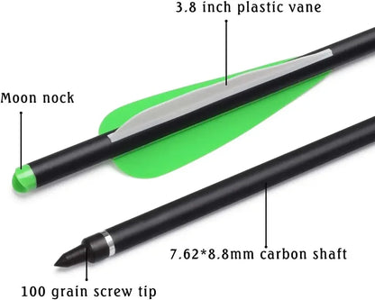 Crossbow Bolts 20 Inch Carbon with Hunting Broadheads 6 Pack