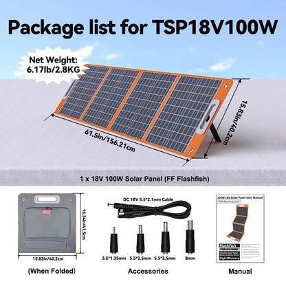 FF Flashfish 18V 60W Portable Foldable Solar Panel Solar Charger with DC Output USB-C QC3.0 for Phones Tablets Camping RV Trip
