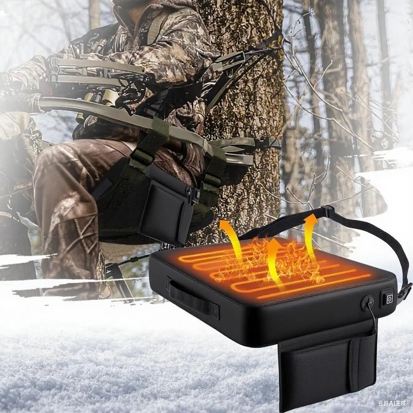 Camouflage Heated Seat Cushion for Sports Fields Outdoor