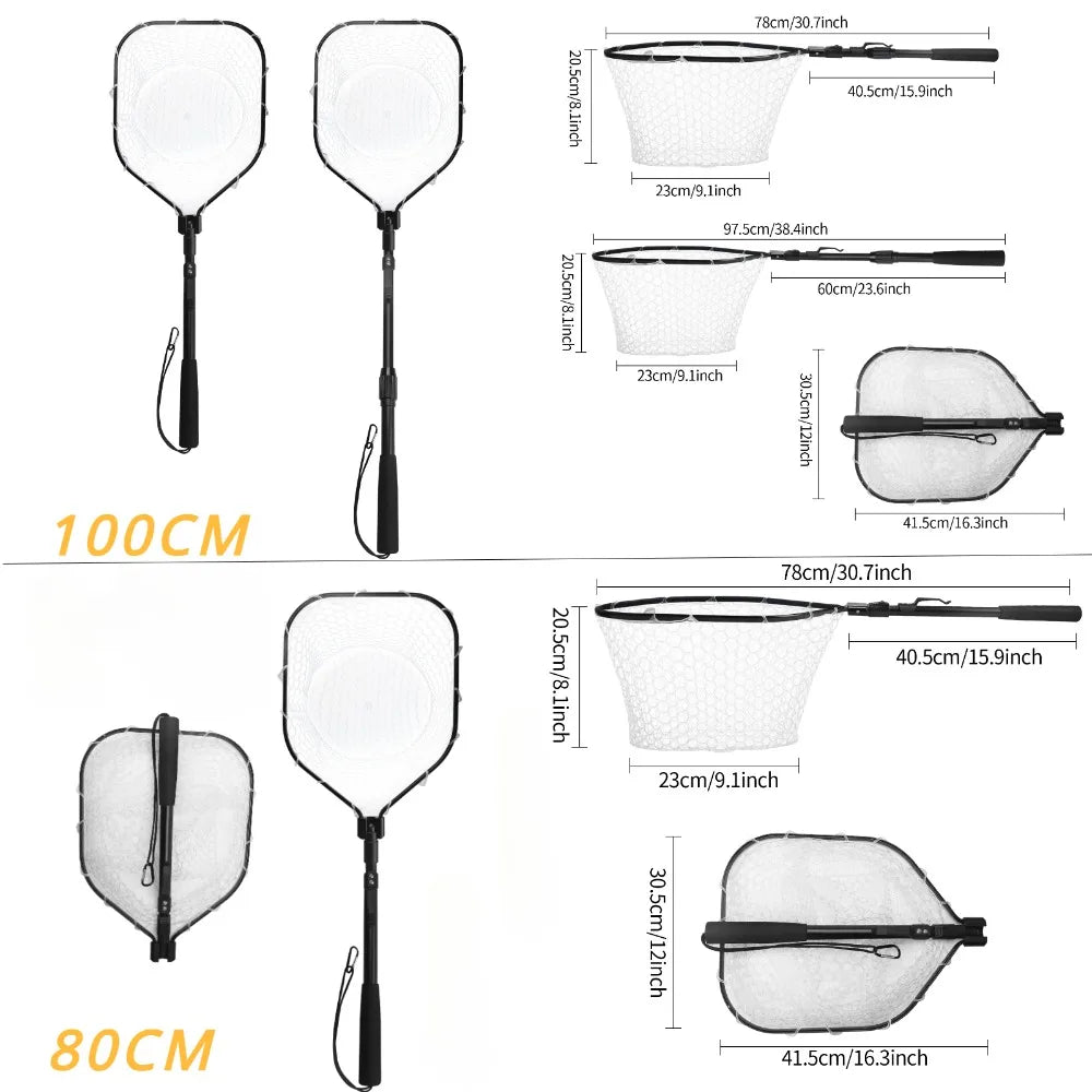 Fly Fishing Landing Net Soft Rubber Mesh