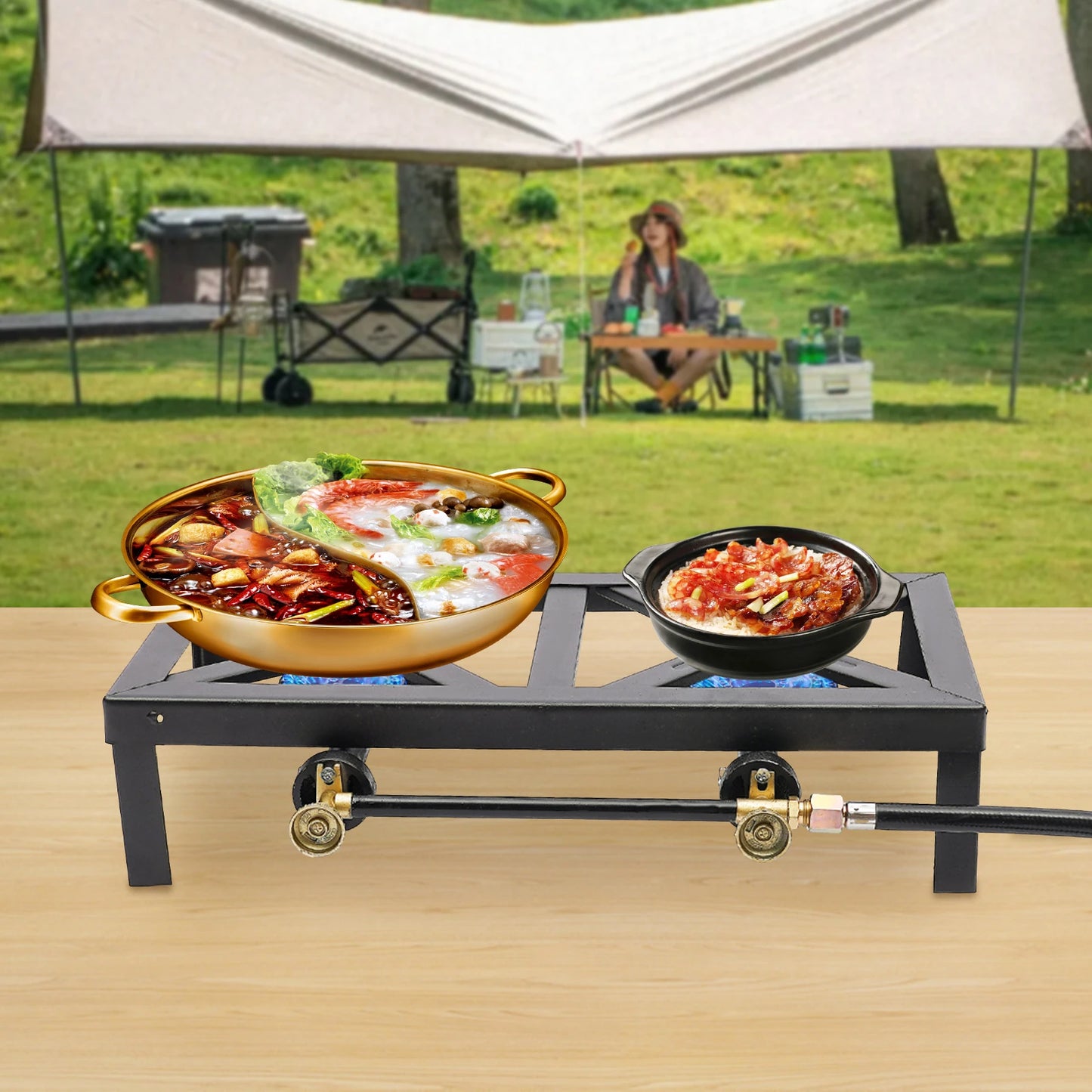 Portable Camping Gas Stove Double Burner