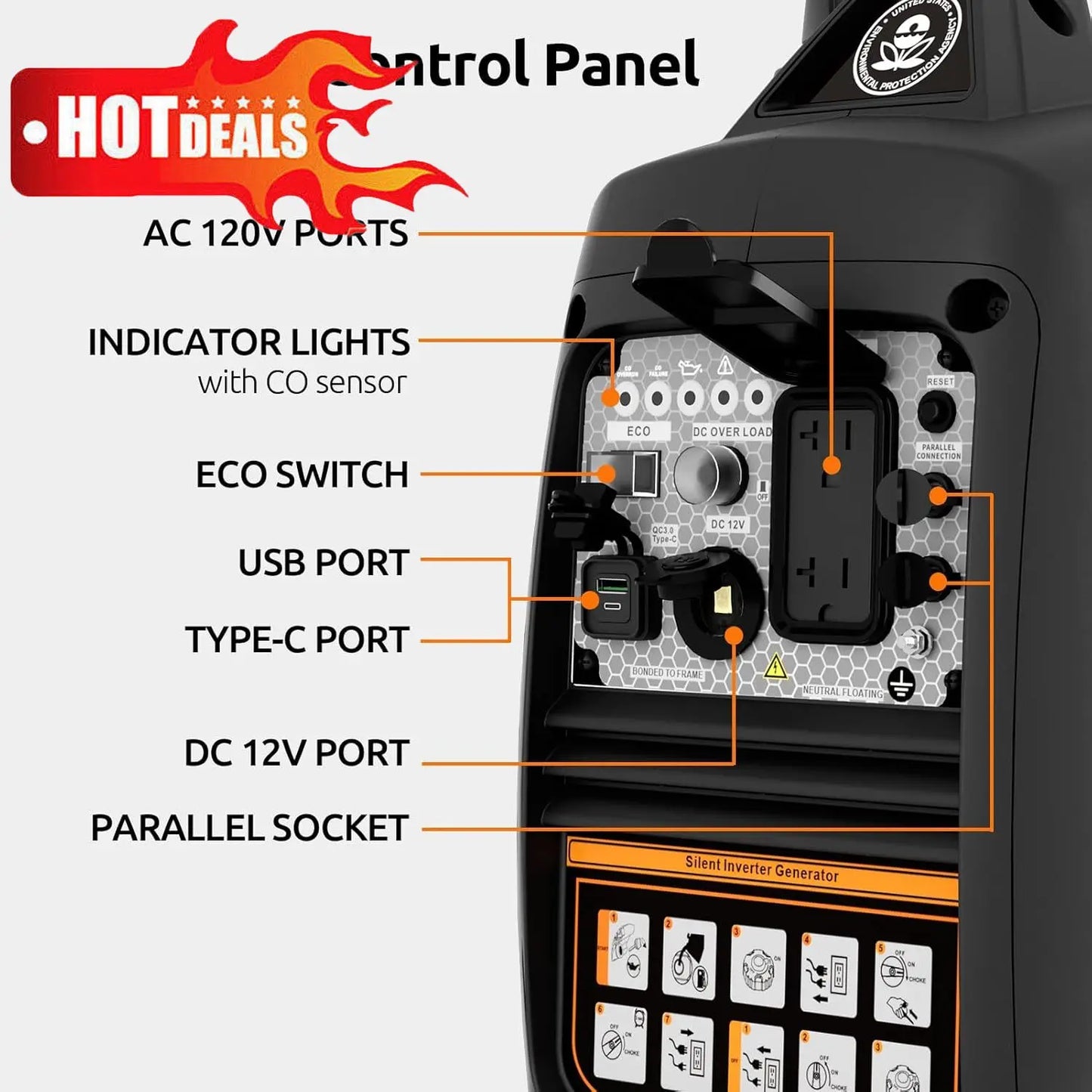 Generator 2500W Gas Powered,Super Quiet Emergency，