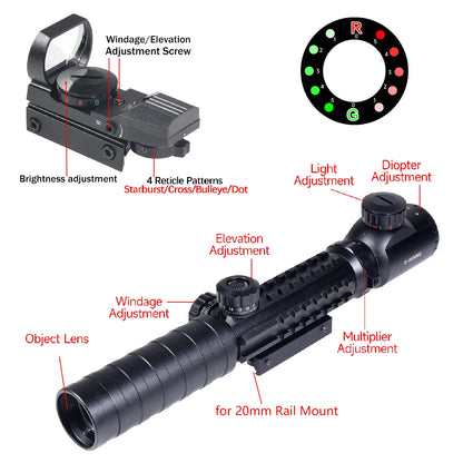 Tactical 3-9X32EG Riflescope Laser Red Dot
