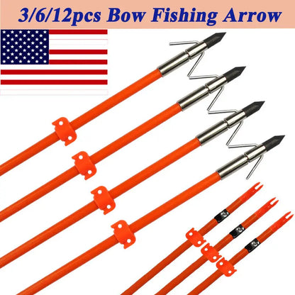 3/6/12Pcs Bowfishing Arrows Fiberglass Solid Arrows