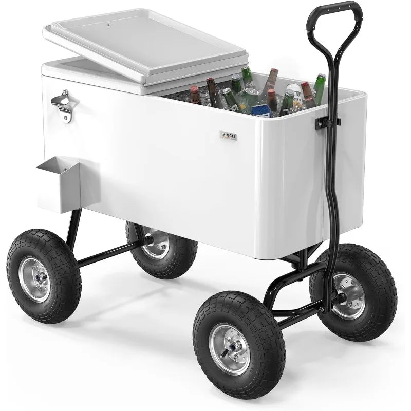 80 Quart Wagon Rolling Cooler Ice Chest,