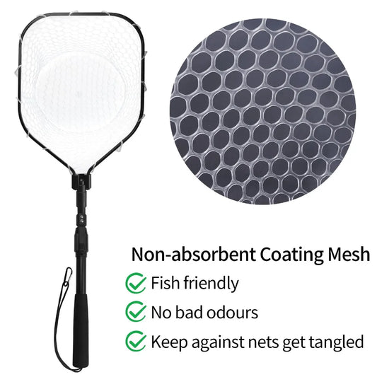Fly Fishing Landing Net Soft Rubber Mesh