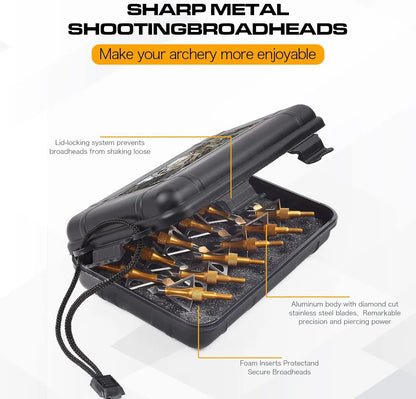 12PK 3 Blades Hunting Screw-in Broadheads 100 Grain Arrow Tips