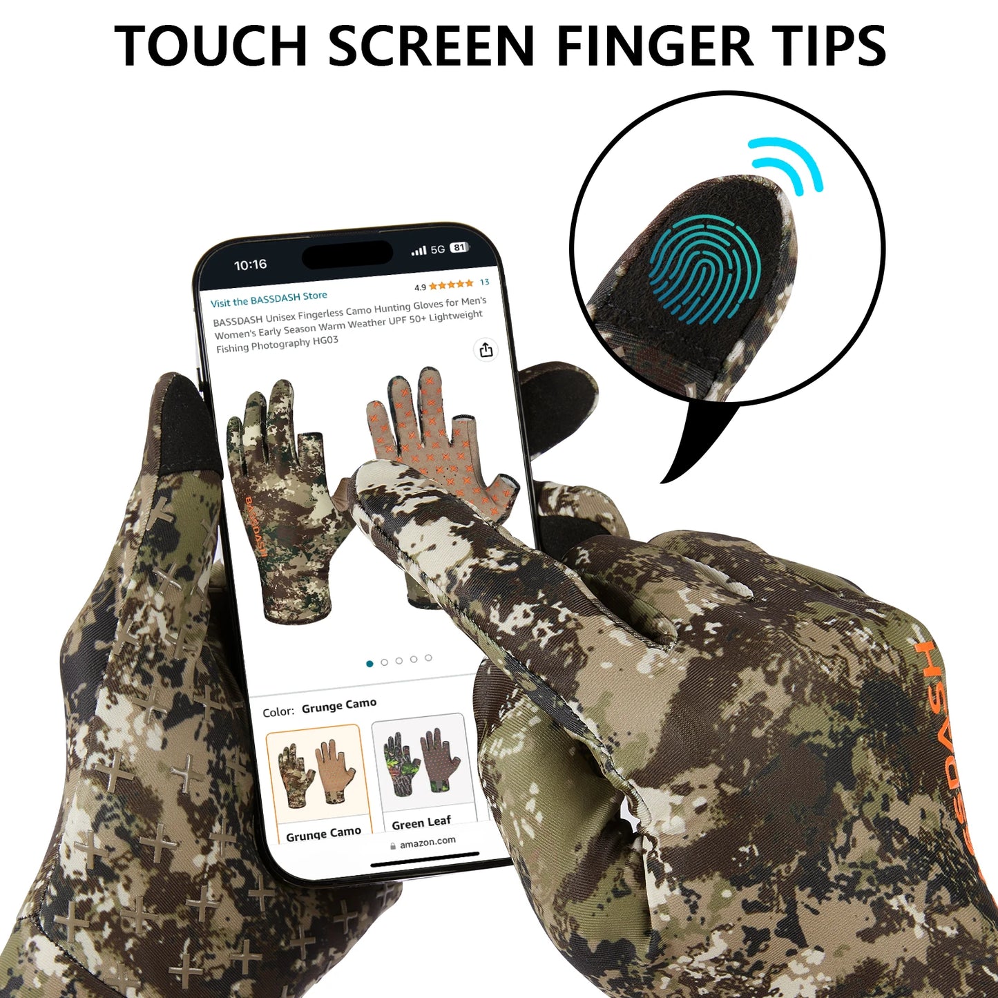 Lightweight UPF 50+ Camo Hunting Gloves HG05