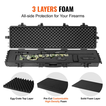Rifle Hard Case Portable Long Gun Storage W/ 2 Casters