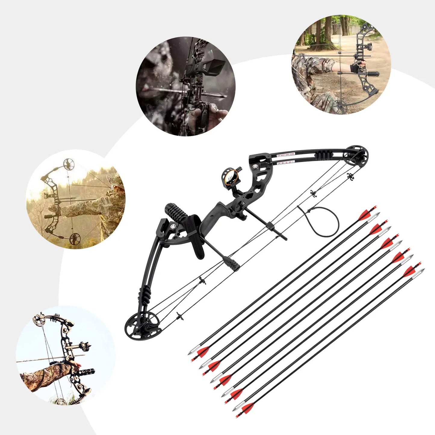 Compound Bow Recurve Bow w/ 12x Arrows Set