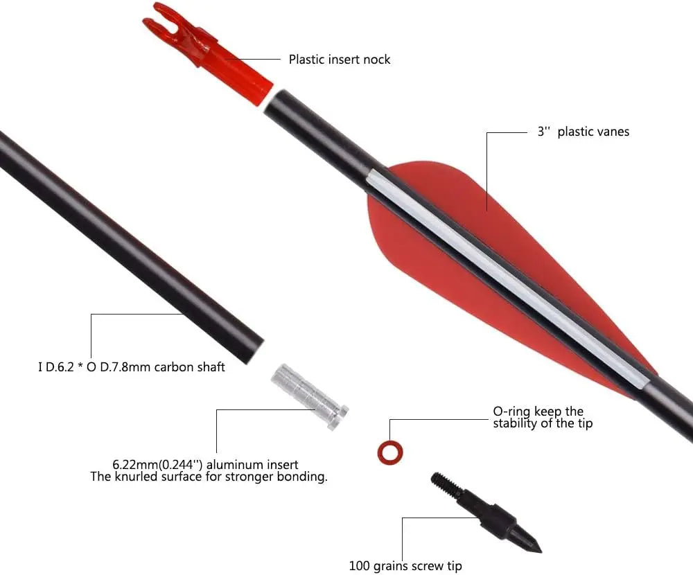 Elong 6/12PCS 26/28/30" Arrows for Compound Bows