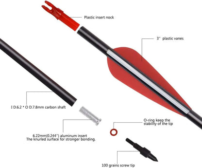 Elong 6/12PCS 26/28/30" Arrows for Compound Bows