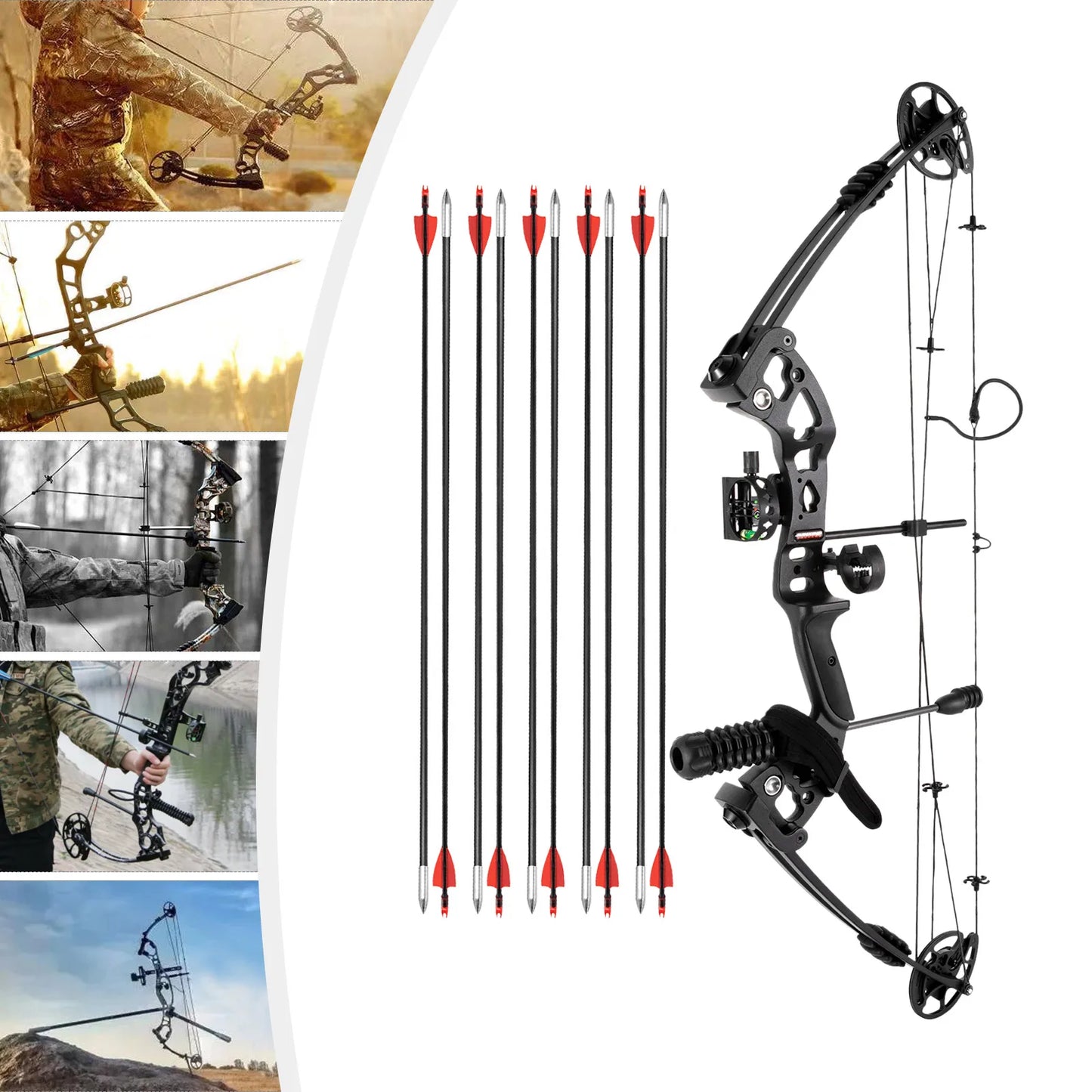 Compound Bow Recurve Bow w/ 12x Arrows Set