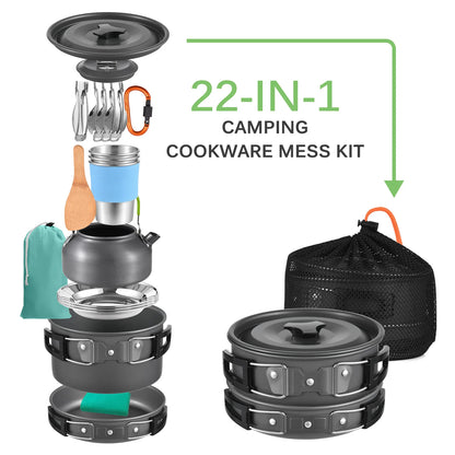Camping Cookware Mess Kit Outdoors Camping Pot