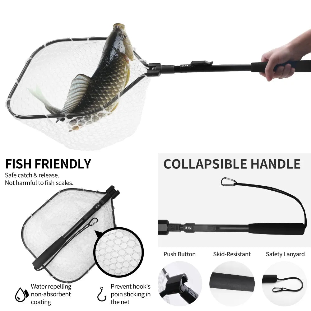 Fly Fishing Landing Net Soft Rubber Mesh
