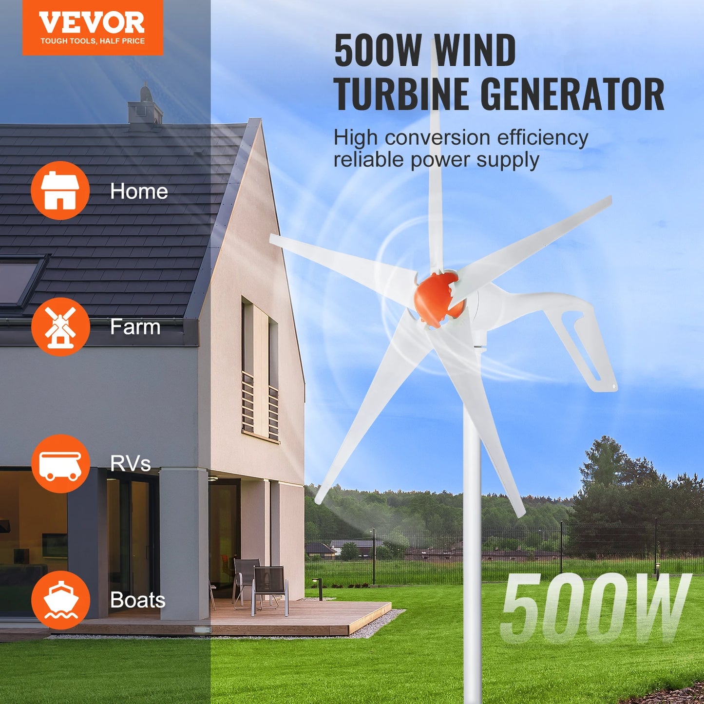 12V 500W/800W Wind Turbine Wind Power Generator
