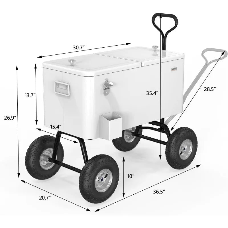 80 Quart Wagon Rolling Cooler Ice Chest,