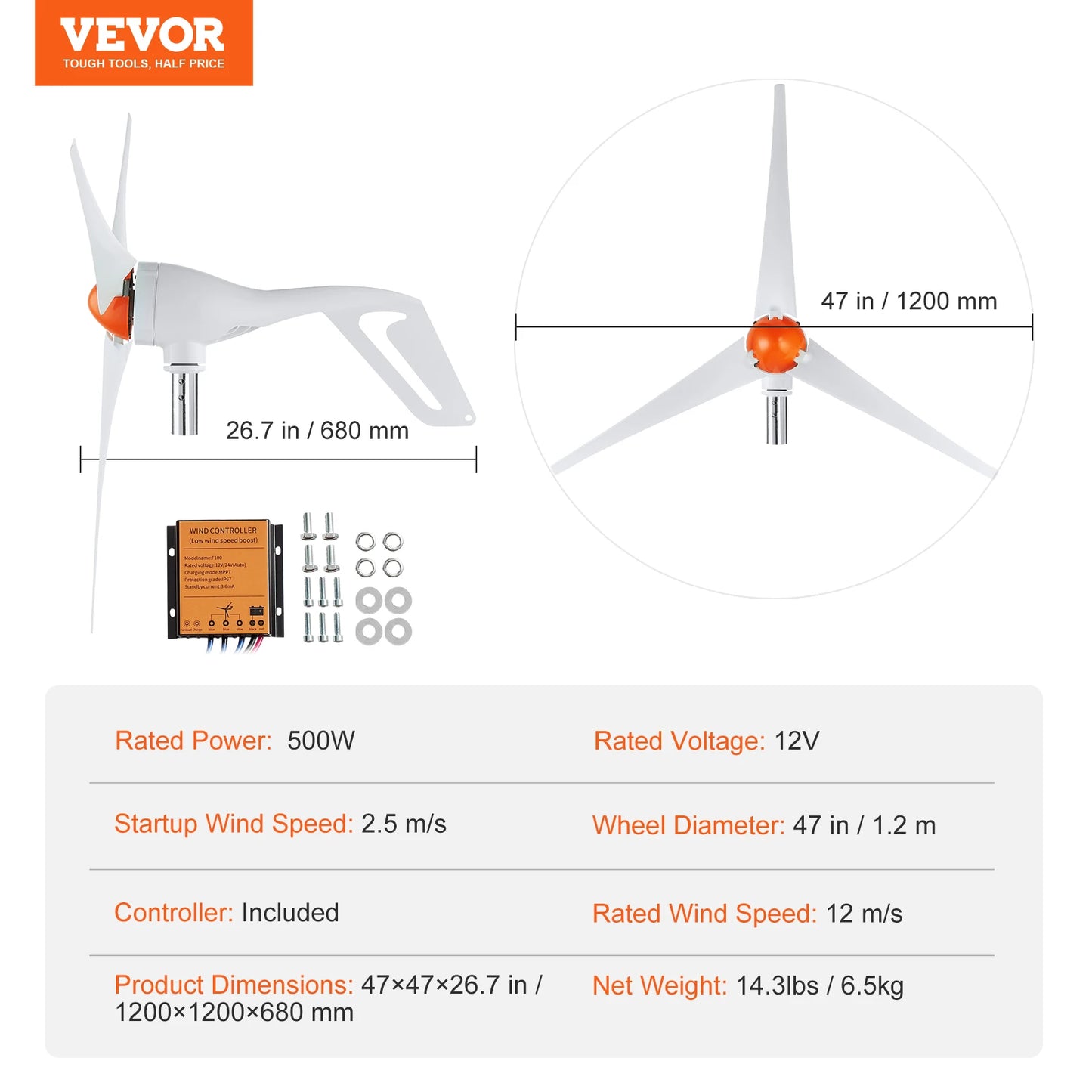 12V 500W/800W Wind Turbine Wind Power Generator