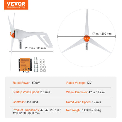 12V 500W/800W Wind Turbine Wind Power Generator