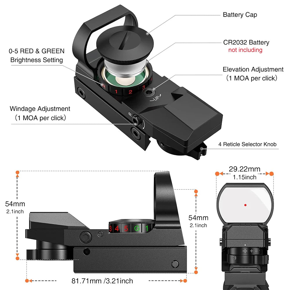 Tactical Red Green Dot Sight Scope Riflescope
