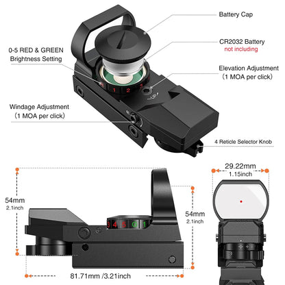 Tactical Red Green Dot Sight Scope Riflescope