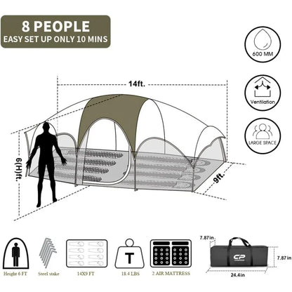 Tent 8 Person Camping Tents, Weather Resistant