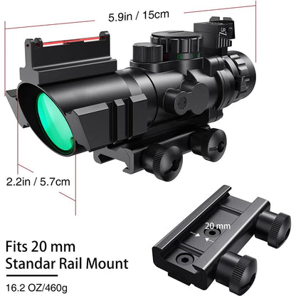 4x32 Tactical Riflescope with Fiber Optic Sight