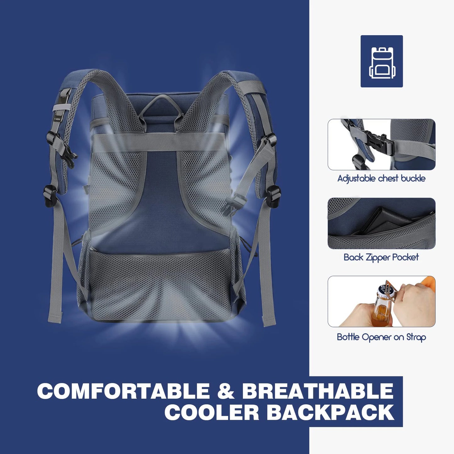 35 Can Cooler Backpack Leakproof Insulated Soft Cooler Bag
