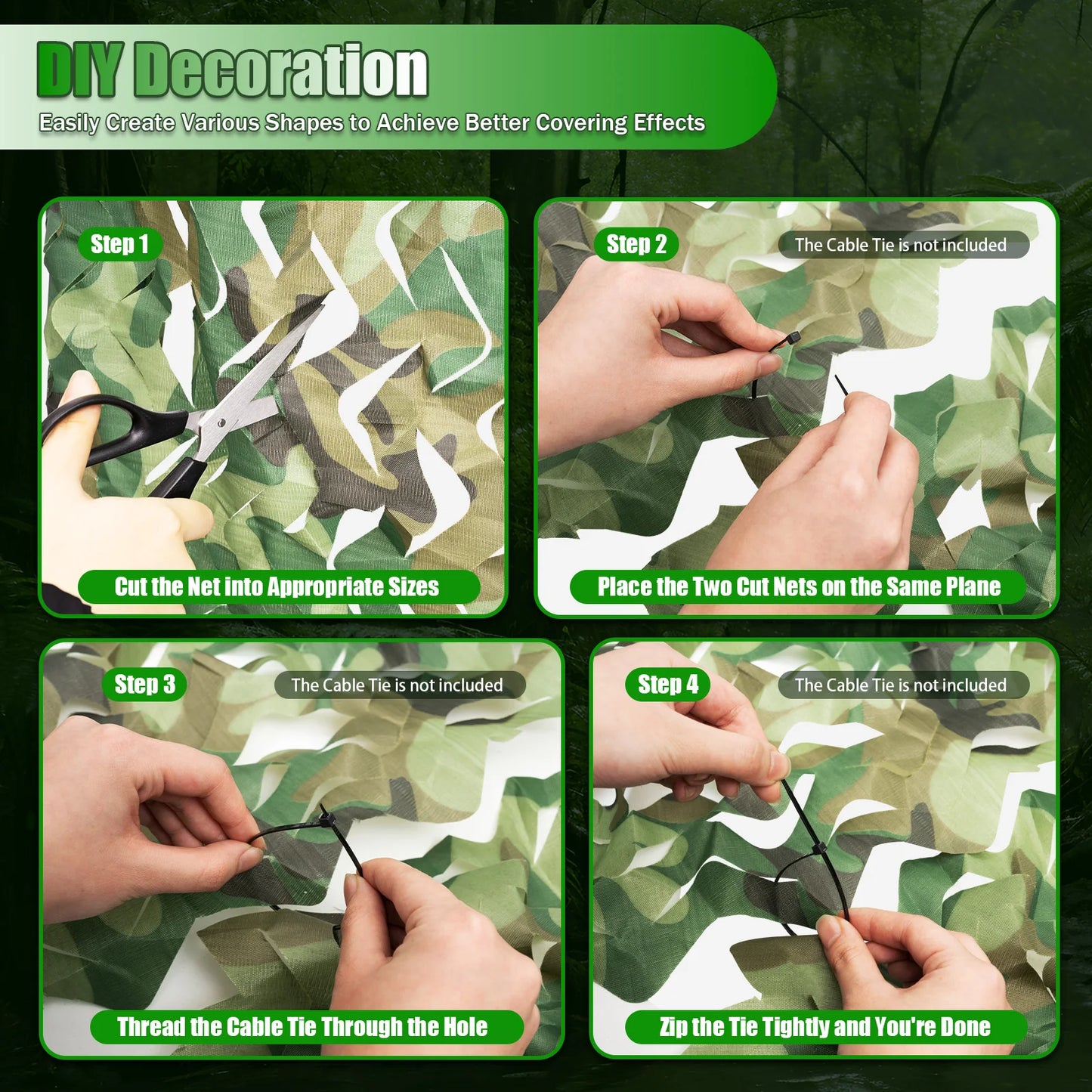 Polyester Nylon Camouflage Net Woodland for Camping Hunting
