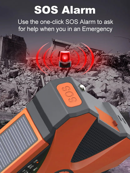 Camping Survival Radio Dual Speaker Rechargeable Weather Radio