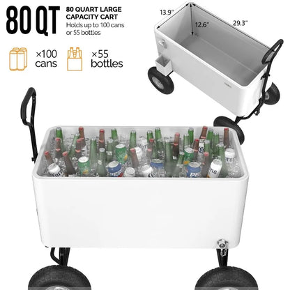 80 Quart Wagon Rolling Cooler Ice Chest,