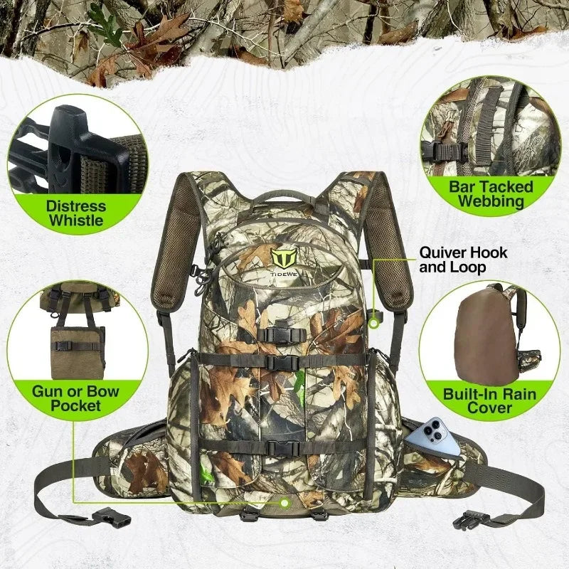Hunting Backpack, Waterproof Camo  Pack with Rain Cover,