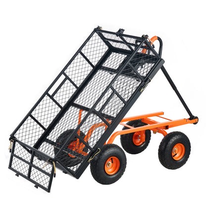 Sturdy Metal Utility Wagon Dump Cart with 400/880lbs Capacity