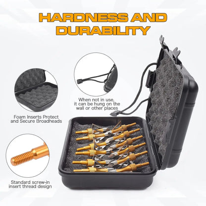 12PK 3 Blades Hunting Screw-in Broadheads 100 Grain Arrow Tips