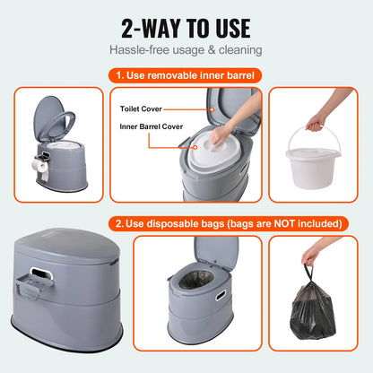 Portable Toilet 1.3G Detachable Inner Bucket T