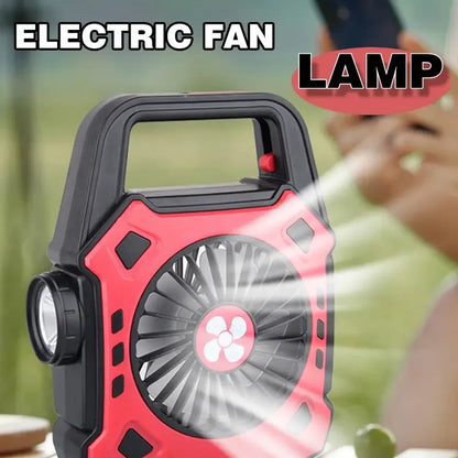 2-in-1 Portable LED Camping Fan & Lamp, USB Rechargeable, Outdoor Handle Light for Camping, Office, Party, Fishing, Emergency Us