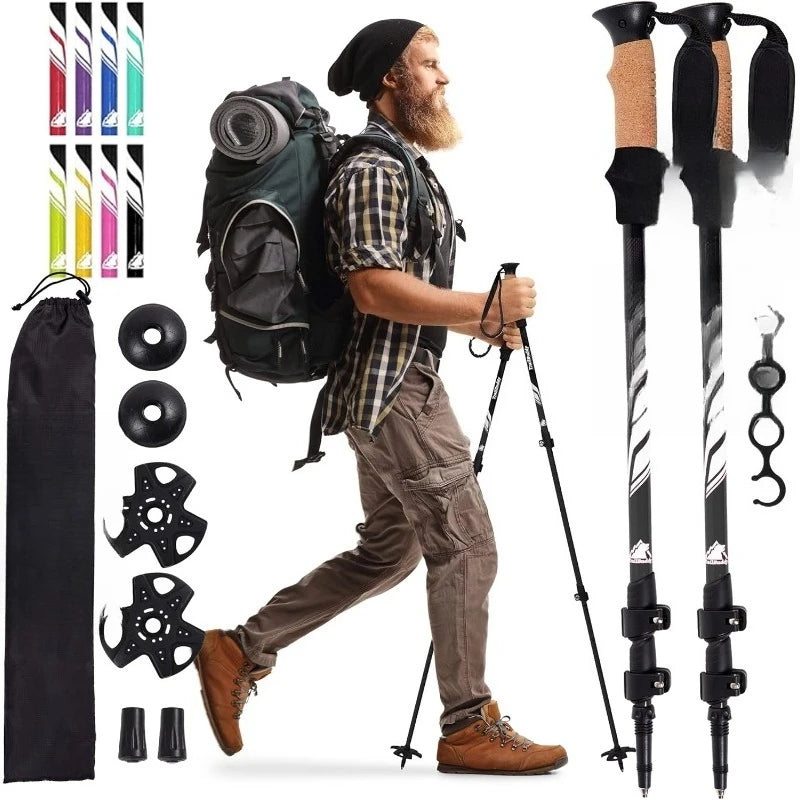 Trekking Poles - Lightweight, Collapsible Pair of 2 Walking Sticks for