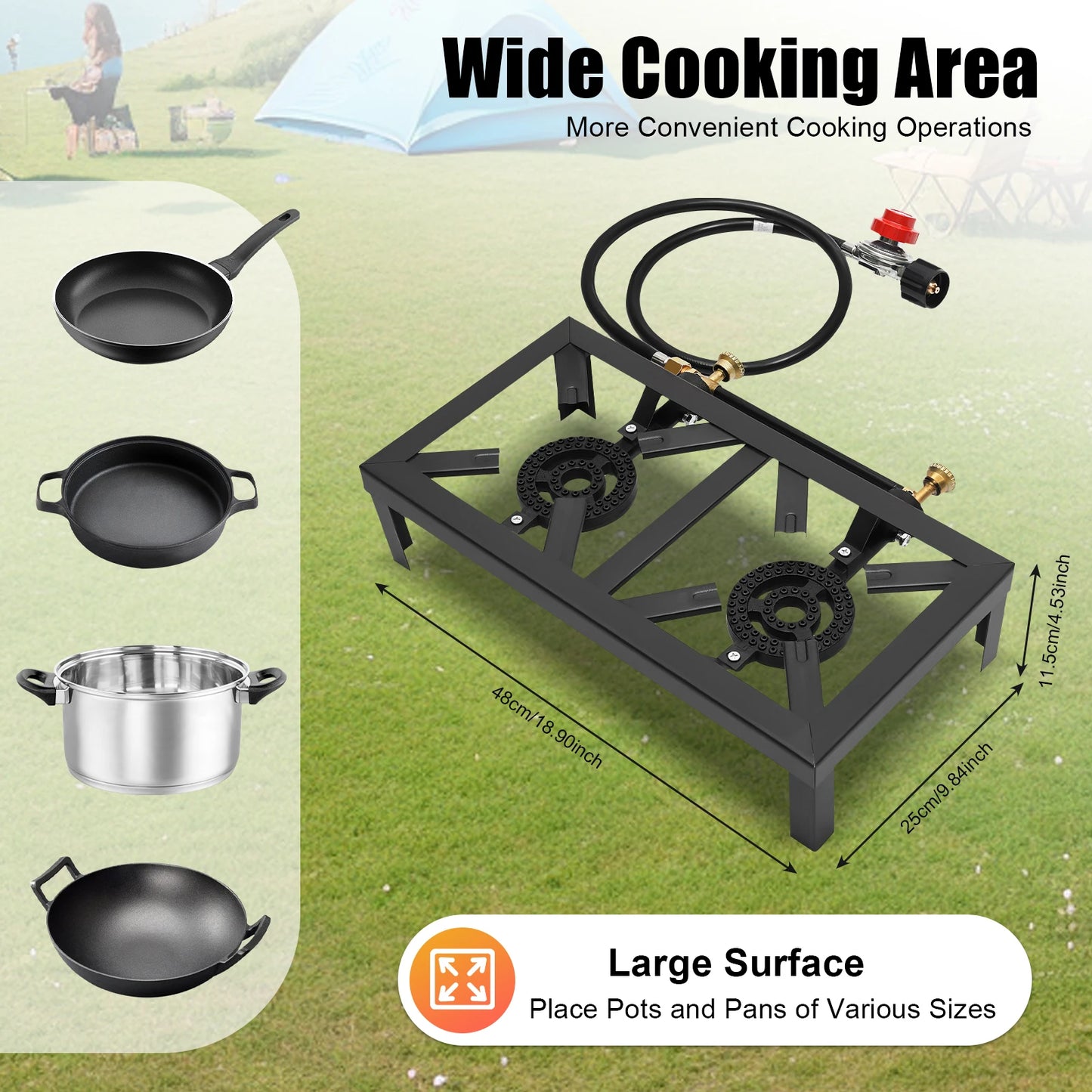 Portable Camping Gas Stove Double Burner