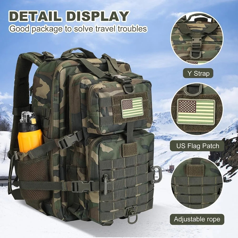 45L Tactical Backpack  Bottle Holder, 3-Day Pack