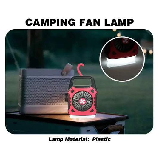 2-in-1 Portable LED Camping Fan & Lamp, USB Rechargeable, Outdoor Handle Light for Camping, Office, Party, Fishing, Emergency Us