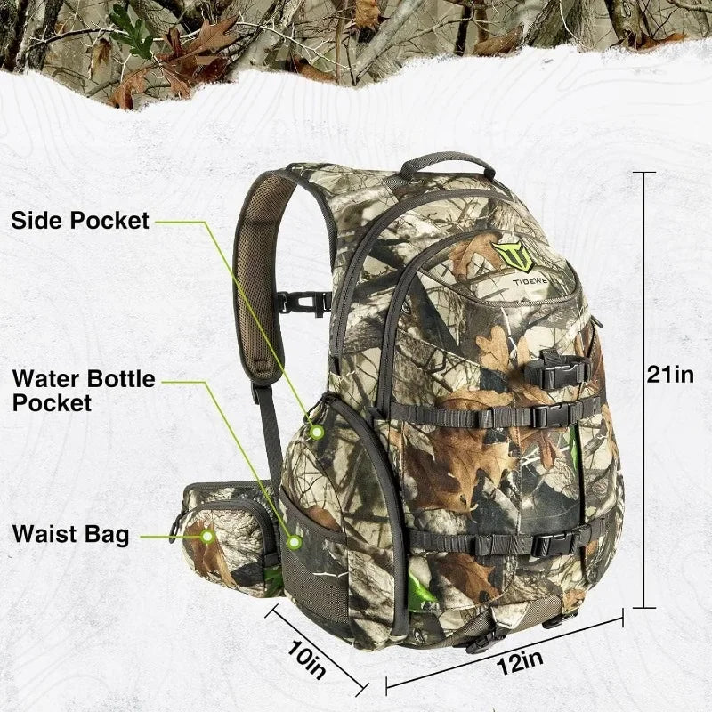 Hunting Backpack, Waterproof Camo  Pack with Rain Cover,